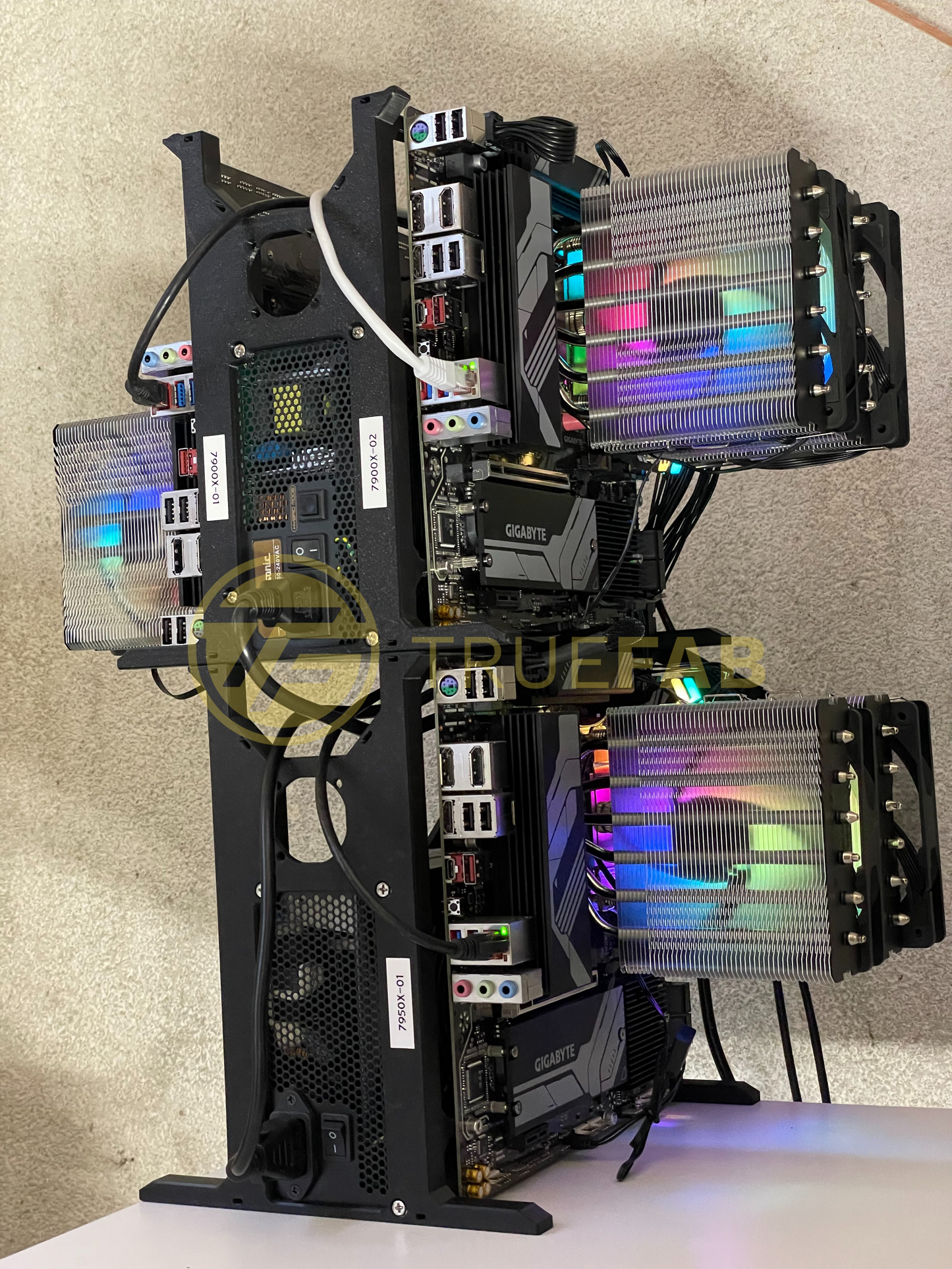 Stackable Dual M-ATX Motherboard & PSU Stand for Crypto Mining & AI & Test rig